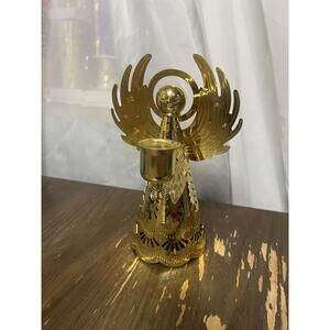 Angel Metal Filigree Candle Holder Centurion Collection Goldtone